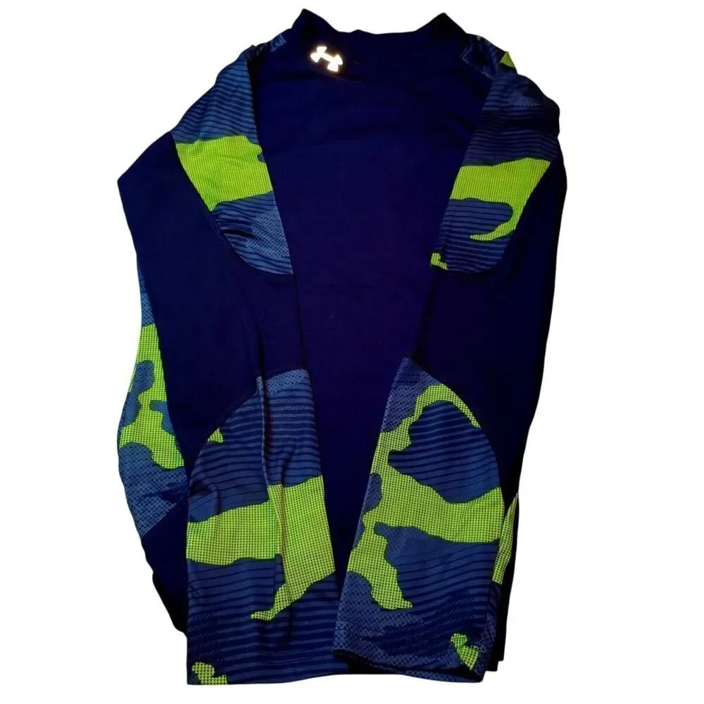 Under Armour HeatGear Youth Fitted Blue Camo Long Sleeve Top - YXL